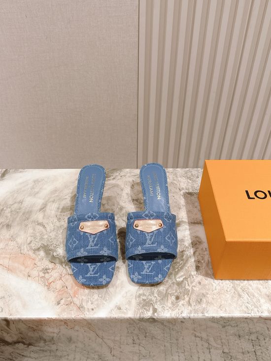 Louis Vuitton Decorative Heel Printed Leather Comfort Slides