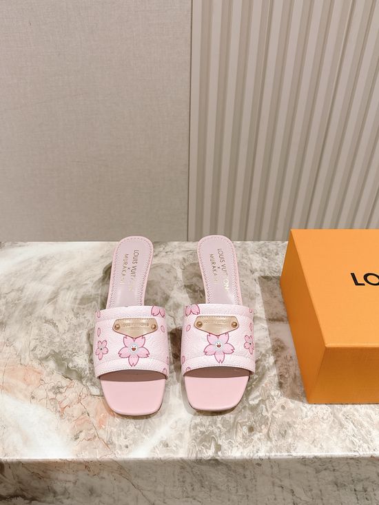 Louis Vuitton Decorative Heel Printed Leather Comfort Slides
