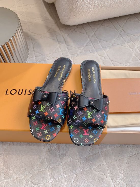 Louis Vuitton Monogram Pattern Flat Slip-on Sandals