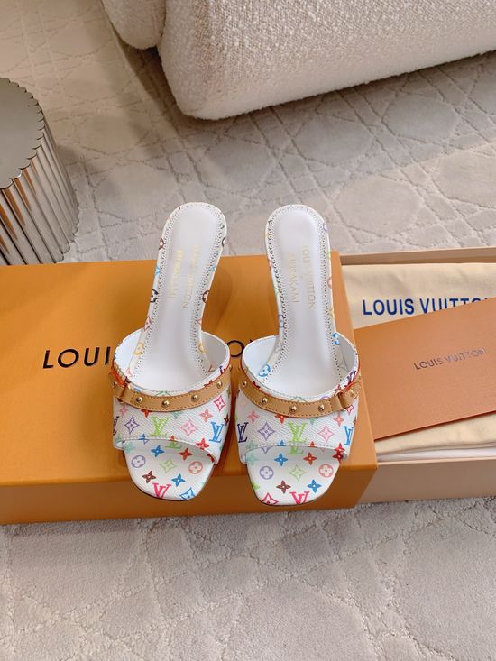 Louis Vuitton Patterned Low Heel Mules Soft Lining Non-slip Sole