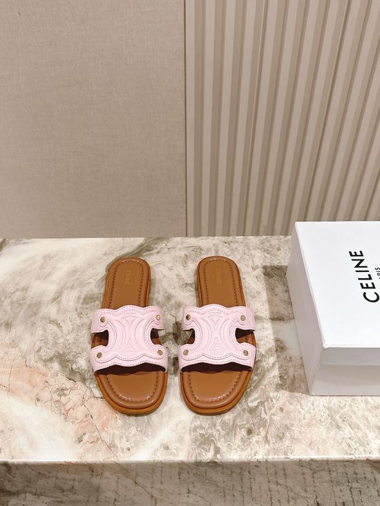 Celine Woven Trim Classic Flat Slide Sandals