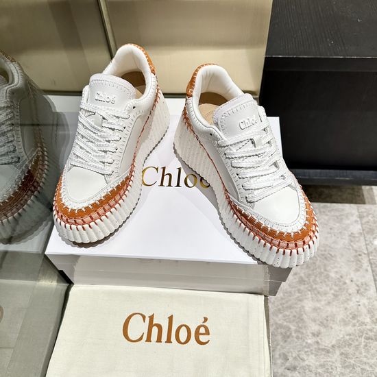 Chloe Hand Stitched Leather Upper Lightweight Casual Sneakers