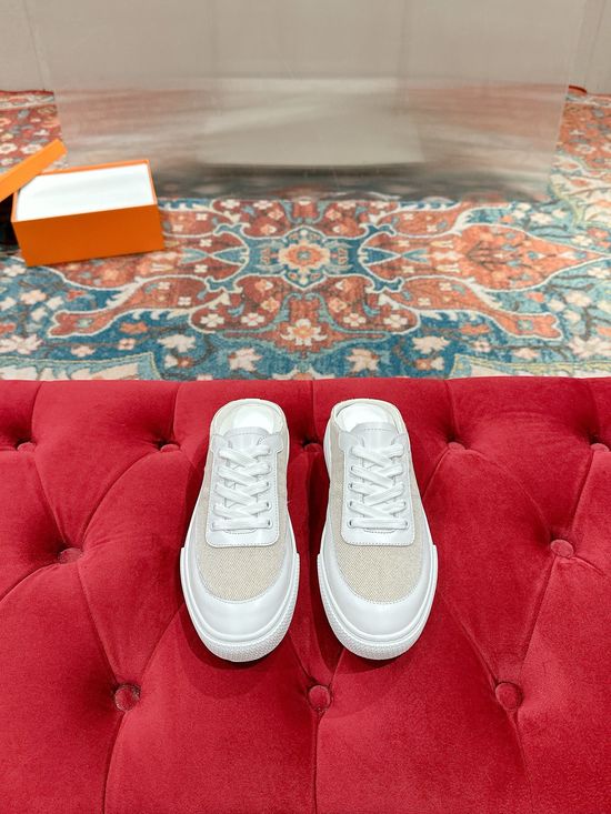 Hermes Mixed Material Slip-On Sneakers Breathable Comfortable Casual Footwear