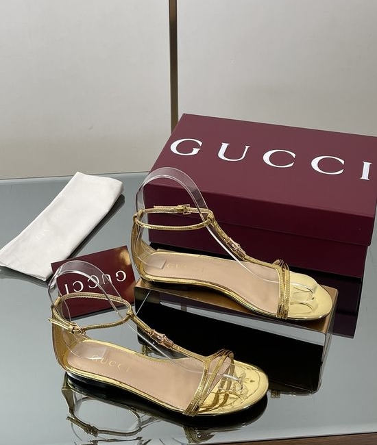 Gucci Bamboo Buckle Leather Thong Sandals With Genuine Leather Sole