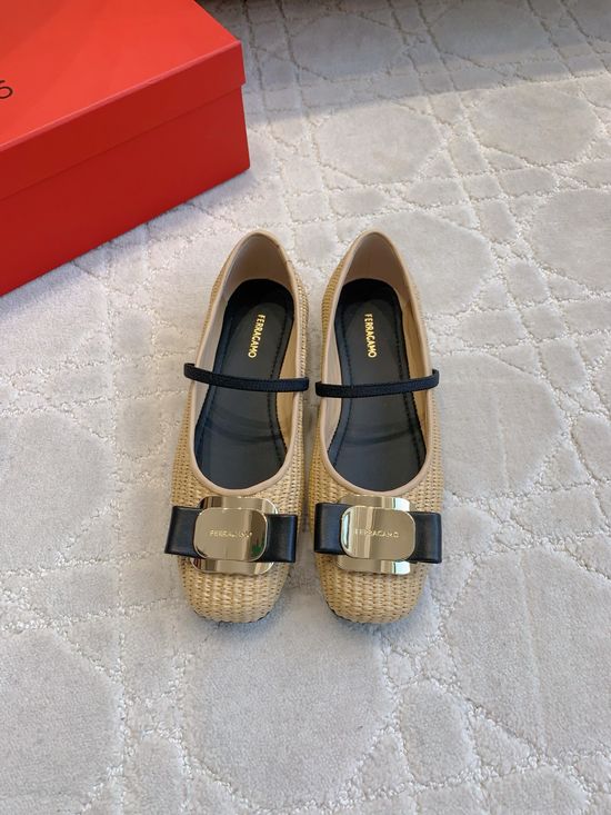 Ferragamo Woven Mary Jane Ballet Flats with Soft Leather Insole