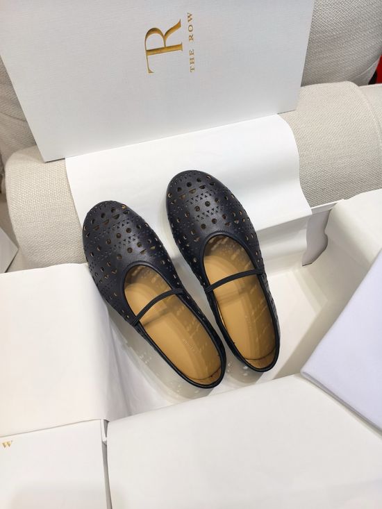 The Row Minimalist Soft Leather Round Toe Ballet Flats with Elastic Strap