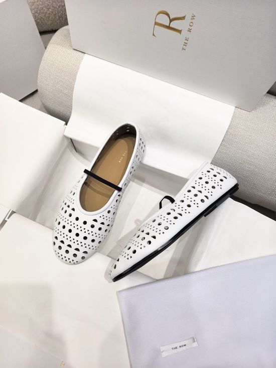 The Row Minimalist Soft Leather Round Toe Ballet Flats with Elastic Strap