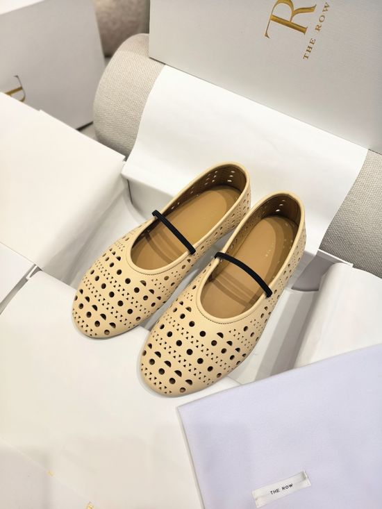The Row Minimalist Soft Leather Round Toe Ballet Flats with Elastic Strap