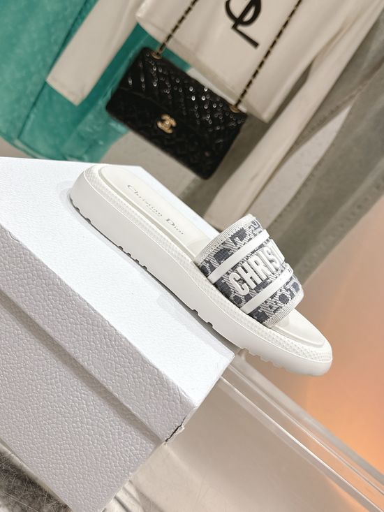 Louis Vuitton Leather Upper Embroidered Beach Slides with Hook Loop