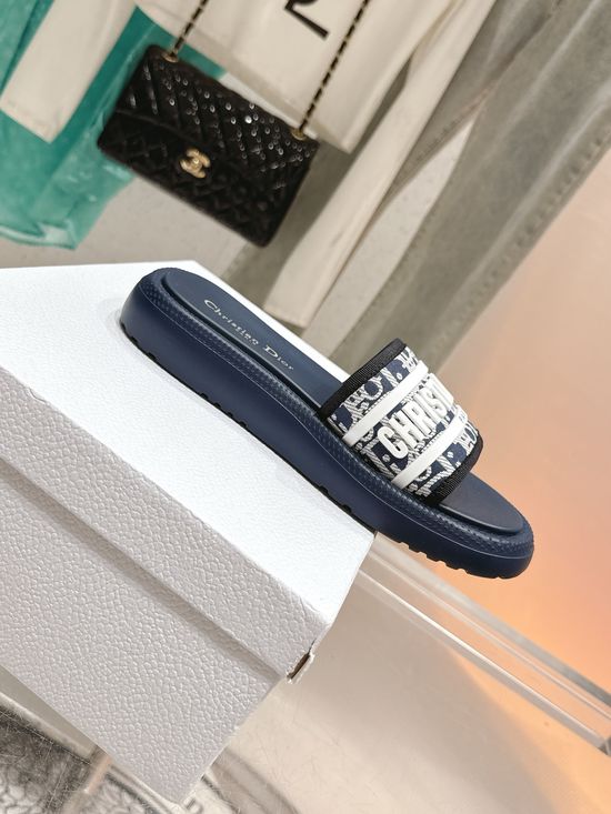 Louis Vuitton Leather Upper Embroidered Beach Slides with Hook Loop