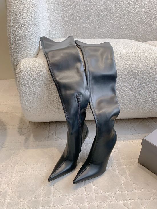 Balenciaga Pointed Toe Over The Knee Heel Boots Stretchy Upper