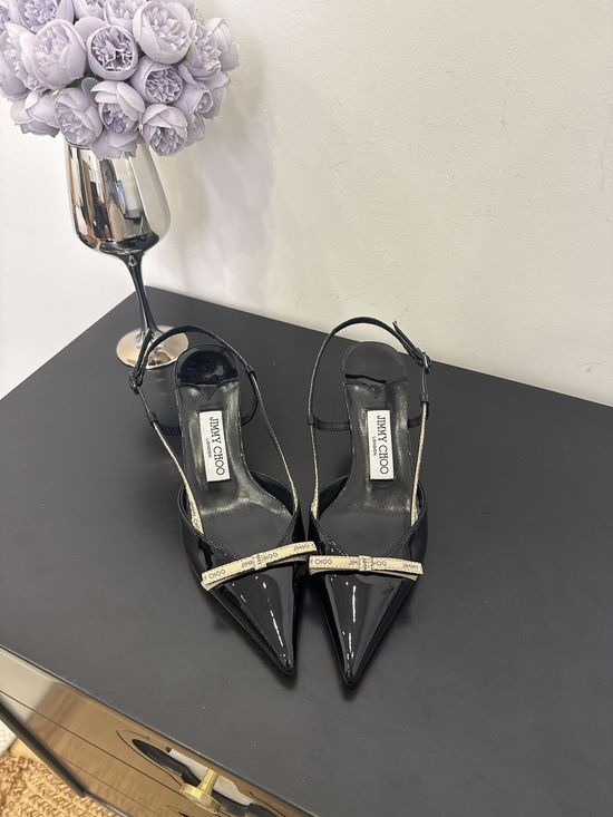 Jimmy Choo Elegant Pointed Toe Lambskin Flats Non-slip Leather Sole