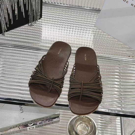 The Row Thin Strap Casual Slides with Soft Leather Sole Comfortable