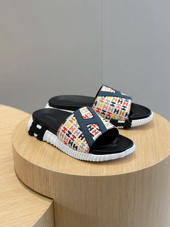Hermes Slip-On Flat Sandals Soft Genuine Leather Lightweight Sole Shoes