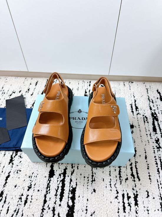 Prada Premium Leather Non-slip Casual Comfortable Sandals
