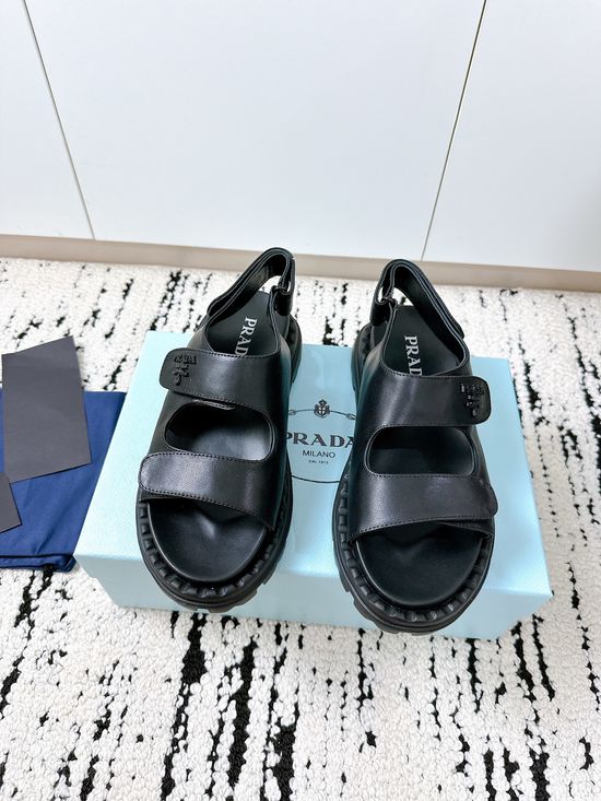 Prada Premium Leather Non-slip Casual Comfortable Sandals