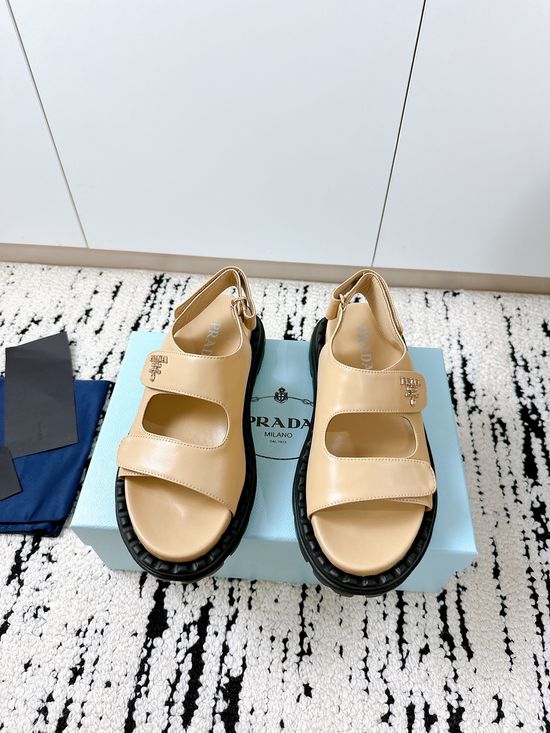 Prada Premium Leather Non-slip Casual Comfortable Sandals
