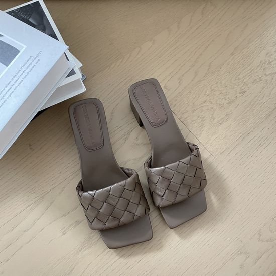 Bottega Veneta Woven Square Toe Leather High Heel Shoes
