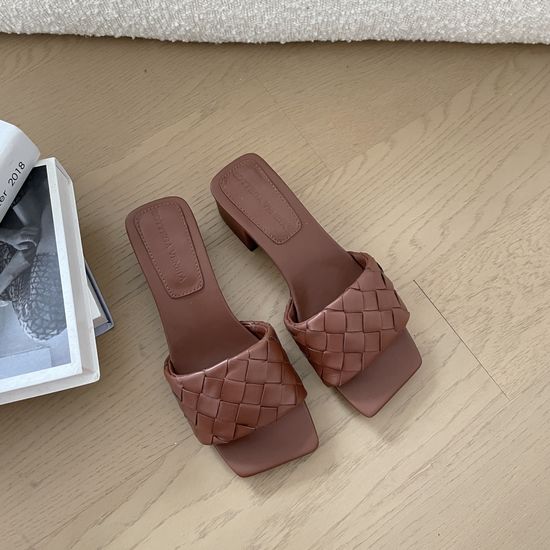 Bottega Veneta Woven Square Toe Leather High Heel Shoes
