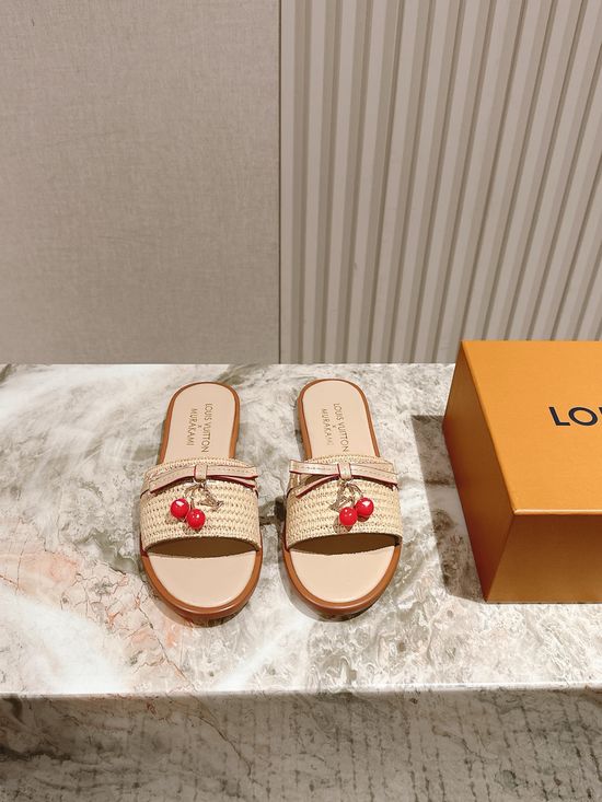 Louis Vuitton Printed Leather Comfortable Casual Flat Slides