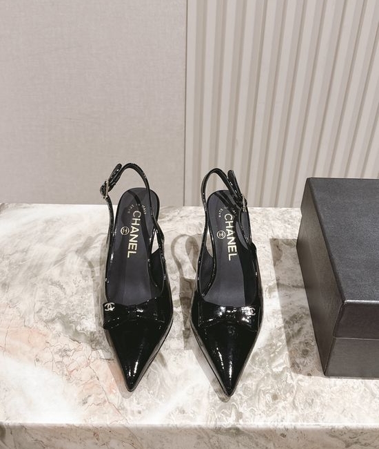 Chanel Classic Patent Leather Pointed Toe Loafers With Leather Sole