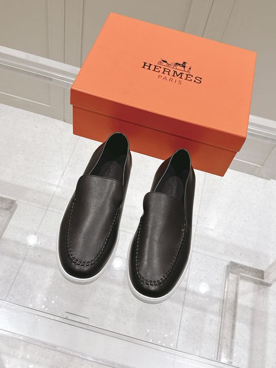Hermes Woven Detail Suede Loafers Casual Comfortable Footwear