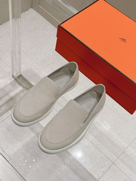 Hermes Woven Detail Suede Loafers Casual Comfortable Footwear