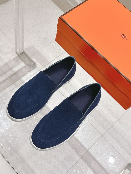 Hermes Woven Detail Suede Loafers Casual Comfortable Footwear
