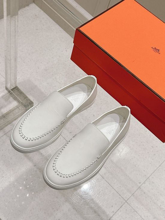 Hermes Woven Detail Suede Loafers Casual Comfortable Footwear