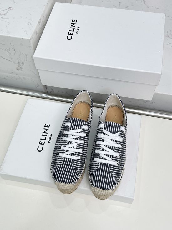 Celine Classic Espadrilles Slip On Casual Flats with Embossed Logo