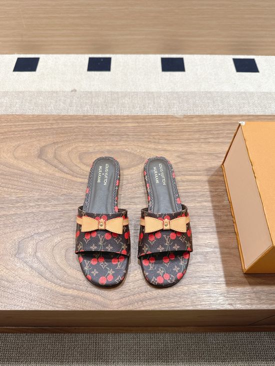 Louis Vuitton Denim Leather Kitten Heel Slip On Mule Sandals