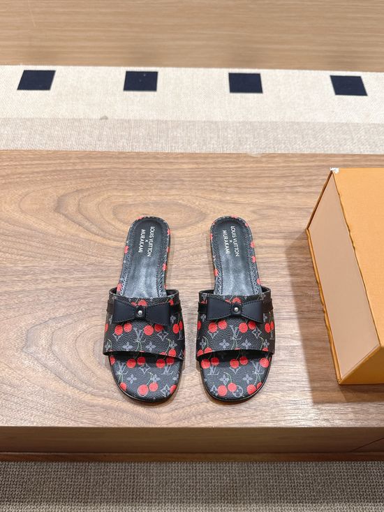 Louis Vuitton Denim Leather Kitten Heel Slip On Mule Sandals
