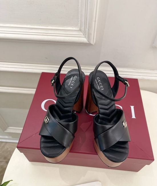 Gucci Double G Buckle Strap Platform High Heel Sandals