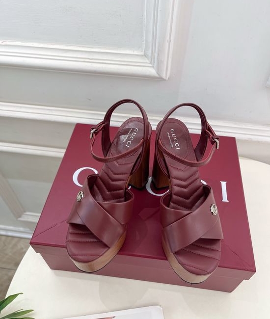 Gucci Double G Buckle Strap Platform High Heel Sandals