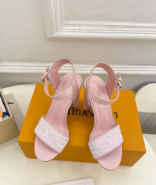 Louis Vuitton LV Embroidered Stiletto Heel Leather Sandals