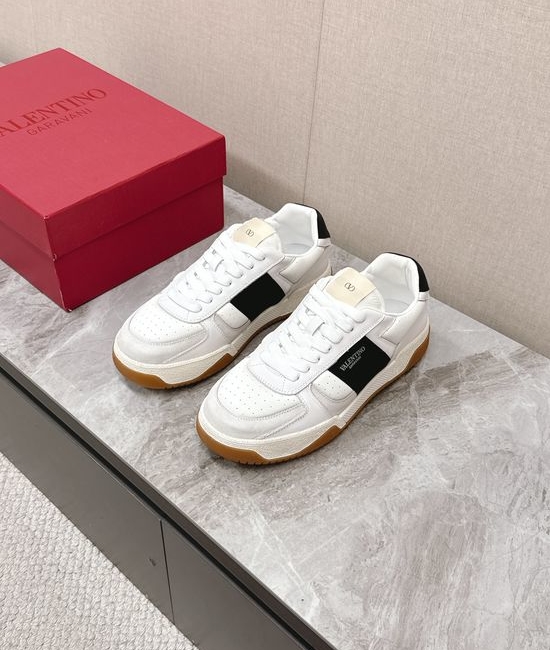 Valentino Stitched Leather Casual Sneakers Breathable Lining Comfortable Flexible Sole