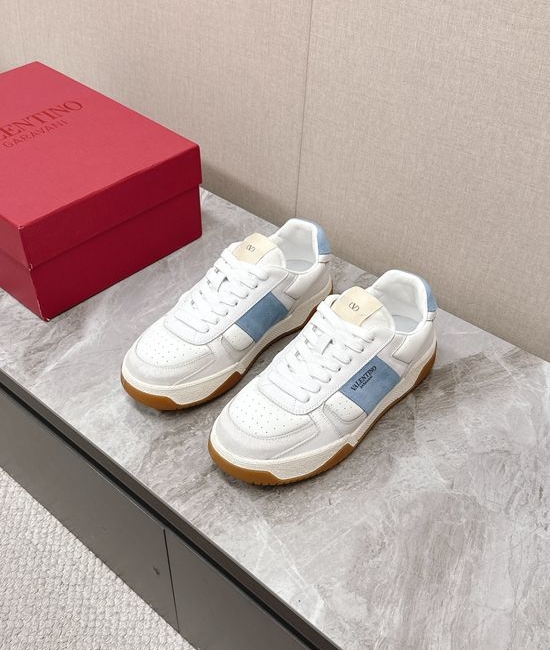 Valentino Stitched Leather Casual Sneakers Breathable Lining Comfortable Flexible Sole
