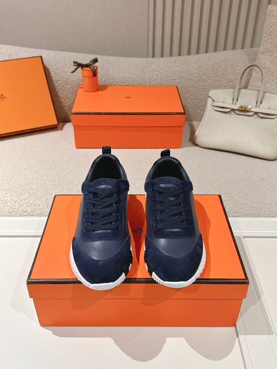 Hermes Classic Casual Comfortable Suede Canvas Chunky Sneakers
