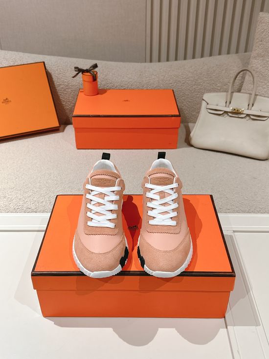 Hermes Classic Casual Comfortable Suede Canvas Chunky Sneakers