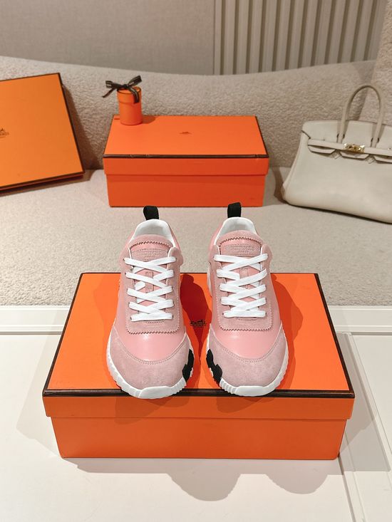 Hermes Classic Casual Comfortable Suede Canvas Chunky Sneakers