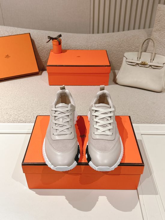 Hermes Classic Casual Comfortable Suede Canvas Chunky Sneakers