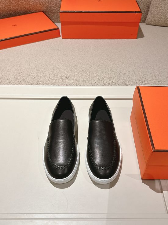 Hermes Classic Slip-On Loafers with Premium Leather Upper