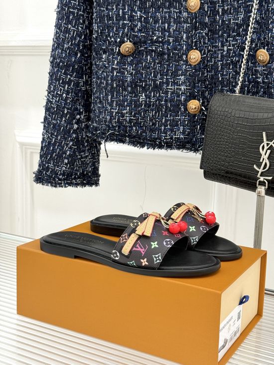 Louis Vuitton Bow Decor Slide Sandals With Comfortable Sole