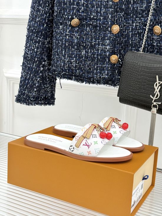 Louis Vuitton Bow Decor Slide Sandals With Comfortable Sole