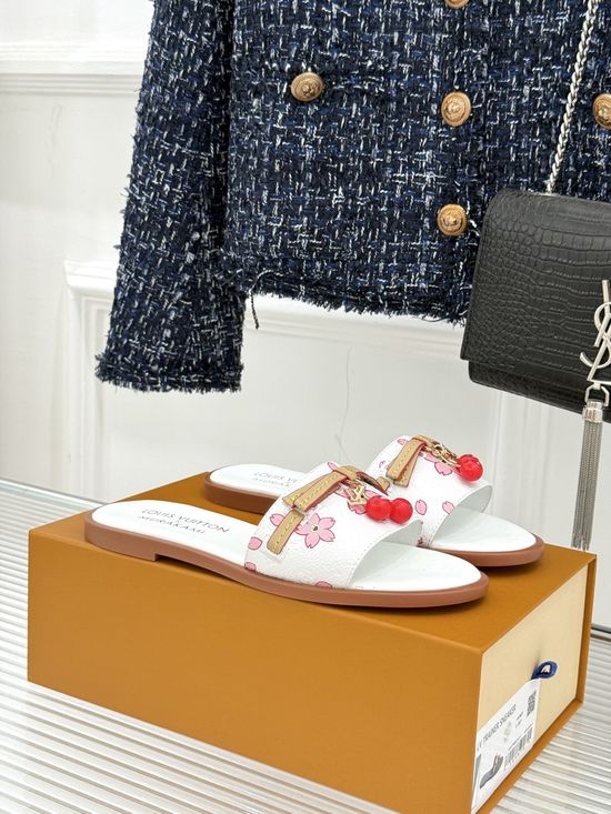 Louis Vuitton Bow Decor Slide Sandals With Comfortable Sole