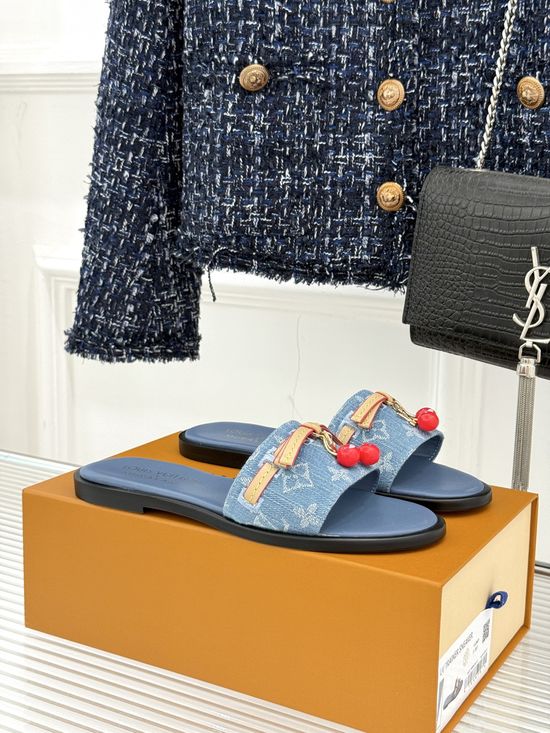 Louis Vuitton Bow Decor Slide Sandals With Comfortable Sole