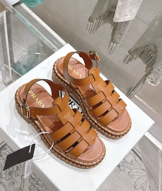 Prada Cross Strap Thick Sole Lightweight Comfortable Beach Sandals