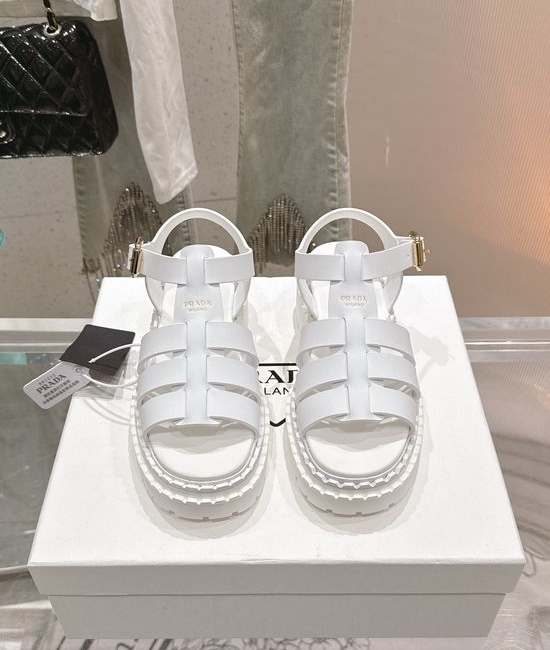 Prada Cross Strap Thick Sole Lightweight Comfortable Beach Sandals