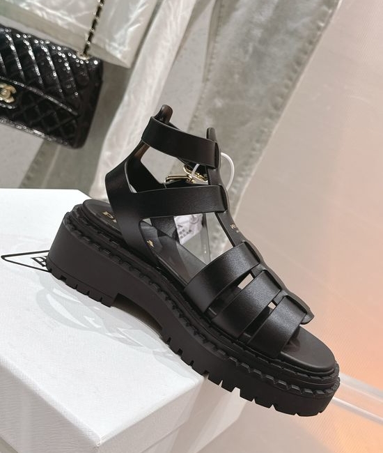 Prada Cross Strap Thick Sole Lightweight Non Slip Beach Sandals