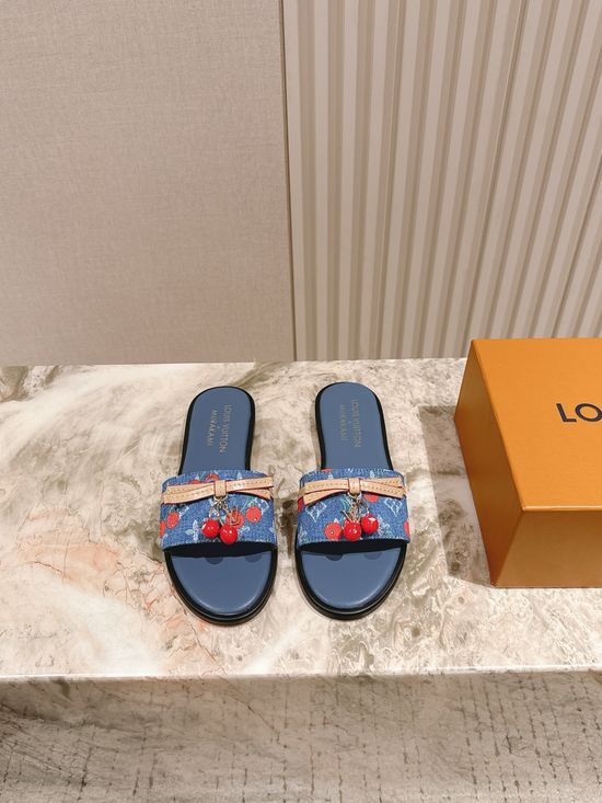 Louis Vuitton Printed Leather Comfortable Casual Flat Slides